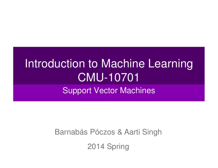 introduction to machine learning cmu 10701