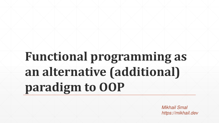 functional programming as