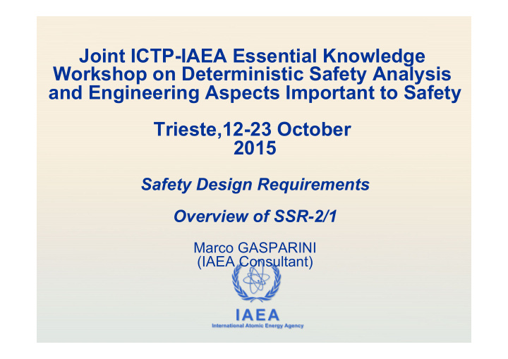 joint ictp iaea essential knowledge workshop on