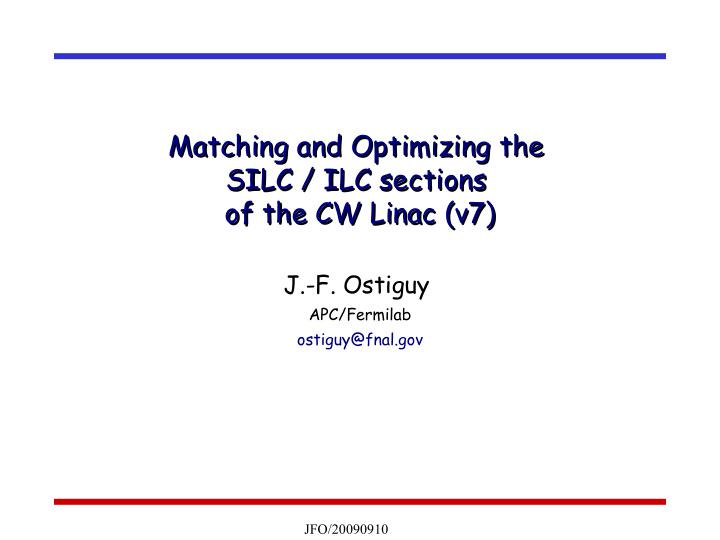 matching and optimizing the matching and optimizing the