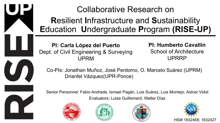 collaborative research on r esilient i nfrastructure and