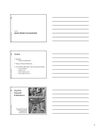 Outline  Dig Sites  Nazareth and Bethlehem  Recap: Criteria of Historicity  Four Infancy