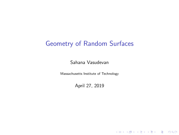 geometry of random surfaces