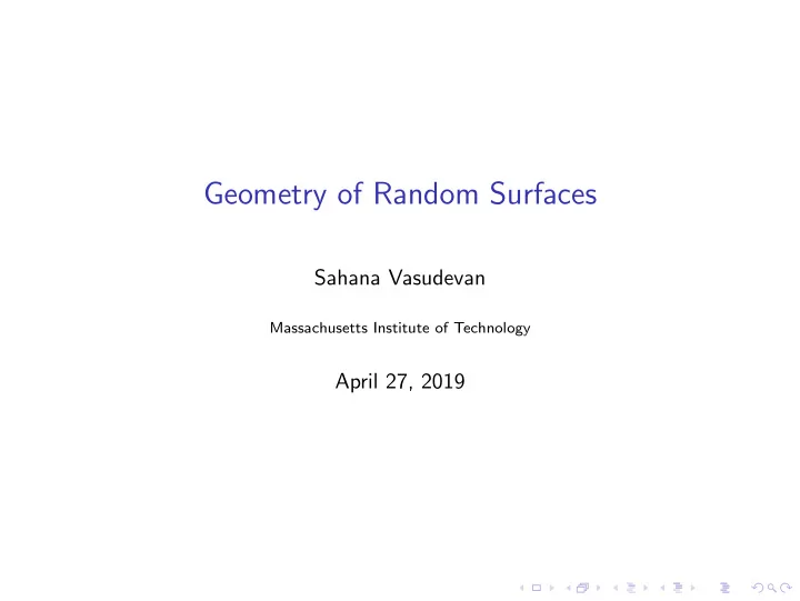 geometry of random surfaces