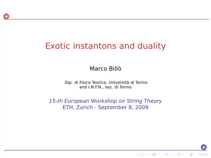 exotic instantons and duality