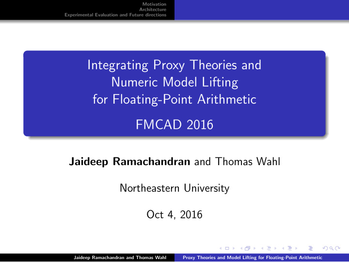 integrating proxy theories and numeric model lifting for