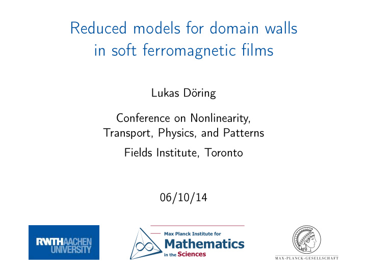 reduced models for domain walls in soft ferromagnetic
