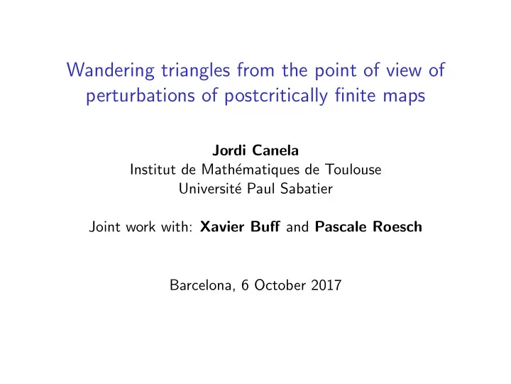 wandering triangles from the point of view of
