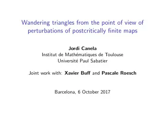 Wandering triangles from the point of view of  perturbations of postcritically finite maps  Jordi