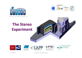 The Stereo  Experiment  01/12/2017  D. Lhuillier - Solvay Workshop  1 Quest for Sterile  @ 1eV