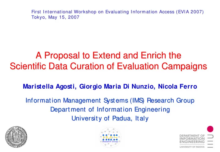 a proposal to extend and enrich the a proposal to extend