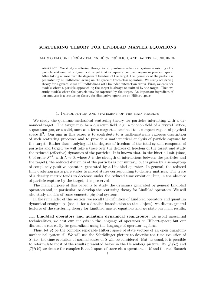 scattering theory for lindblad master equations