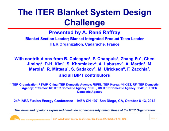 the iter blanket system design challenge