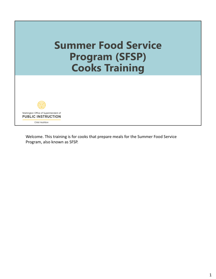 summer food service program sfsp cooks training