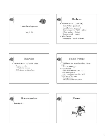 Hardware   Breakout Room 2 (Team VR)   Serial Cables  purchased  Latest Developments