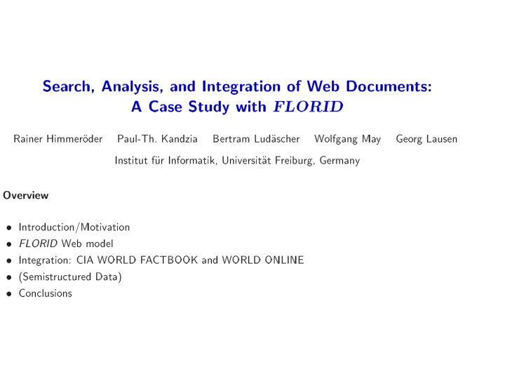 sea rch analysis and integration of w eb do cuments a