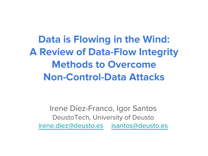 data is flowing in the wind a review of data flow