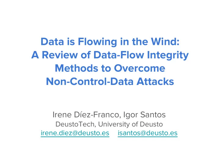 data is flowing in the wind a review of data flow