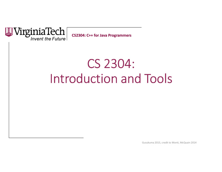cs 2304 introduction and tools
