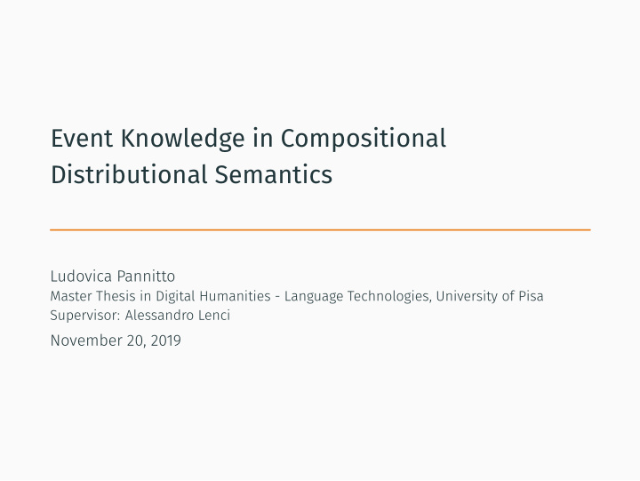 event knowledge in compositional distributional semantics