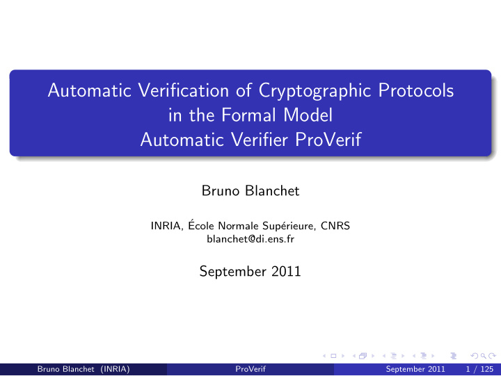 automatic verification of cryptographic protocols in the