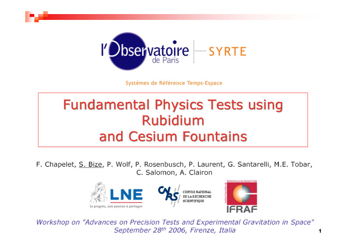 fundamental physics tests using fundamental physics tests