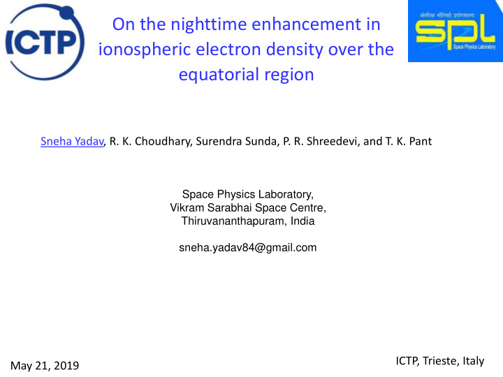 on the nighttime enhancement in ionospheric electron