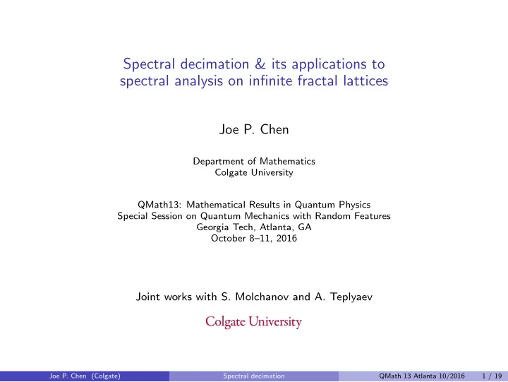 spectral decimation its applications to spectral analysis