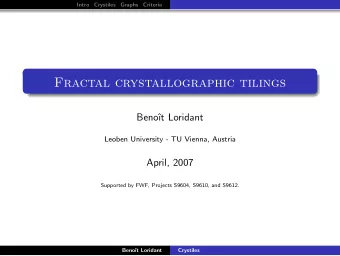 Fractal crystallographic tilings  Beno  t Loridant  Leoben University - TU Vienna, Austria