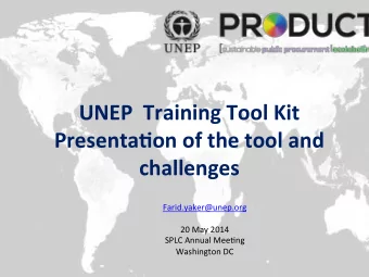 UNEP    Training  Tool  Kit    Presenta2on  of  the  tool  and