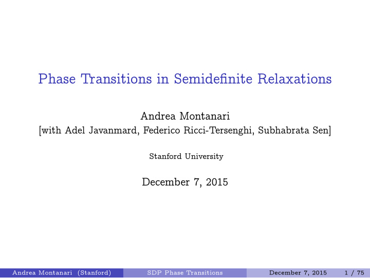 phase transitions in semidefinite relaxations