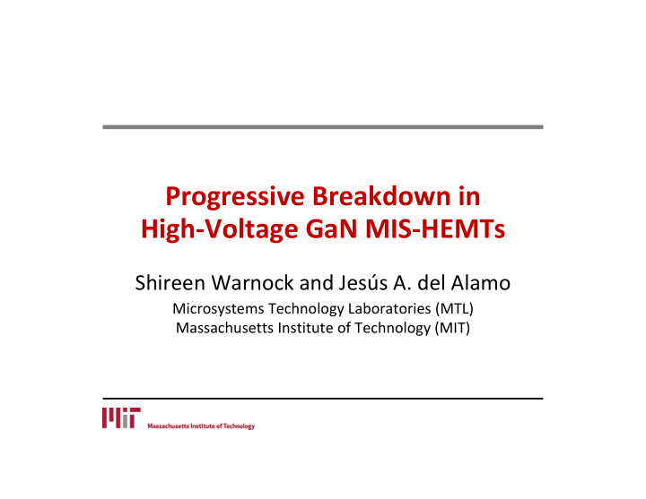 progressive breakdown in high voltage gan mis hemts