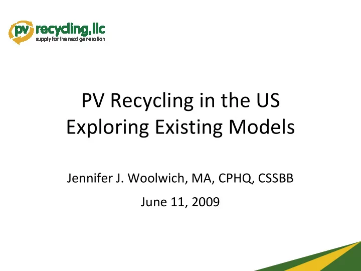pv recycling in the us exploring existing models