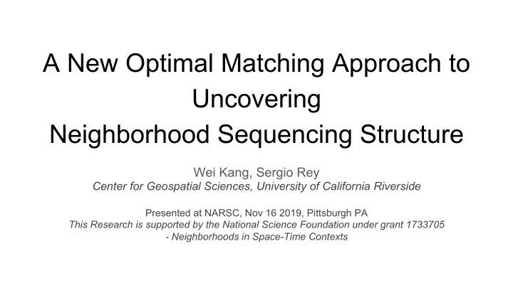 a new optimal matching approach to uncovering