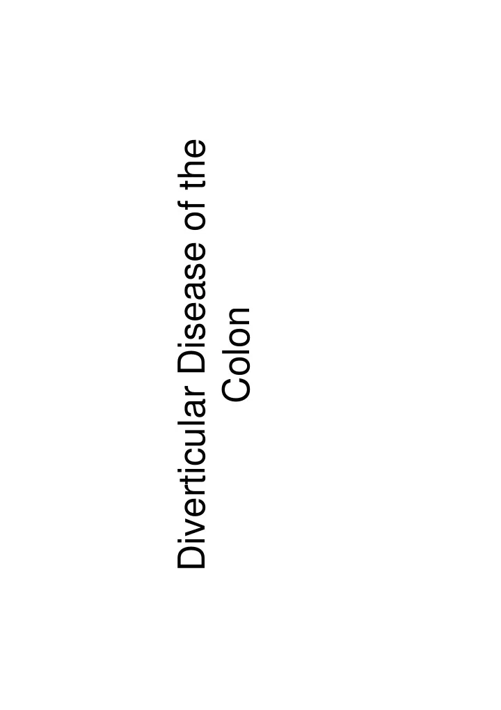 diverticular disease of the colon epidemiology
