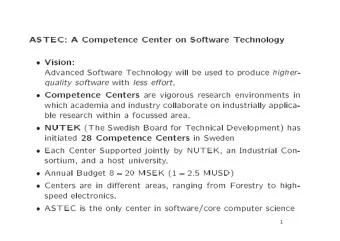 ASTEC:  A  Comp  etence  Center  on  Soft  w  a  re  T  echnology  Vision:    Advanced  Soft  w