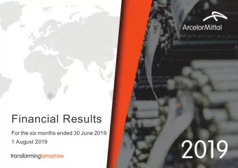 Financial Results  For the six months ended 30 June 2019  1 August 2019  Disclaimer  Forward