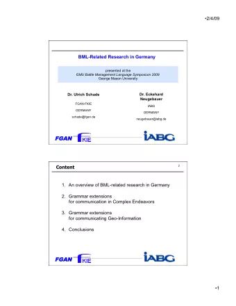 FGAN FGAN  FGAN FGAN  Content  2  1.  An overview of BML-related research in Germany  2.  Grammar