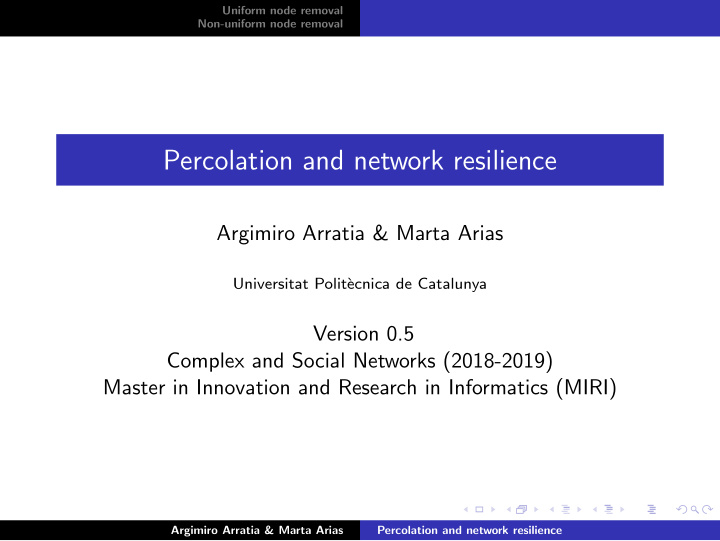 percolation and network resilience