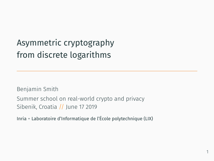 asymmetric cryptography from discrete logarithms