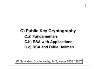 C) Public Key Cryptography  C.a) Fundamentals  C.b) RSA with Applications  C.c) DSA and Diffie