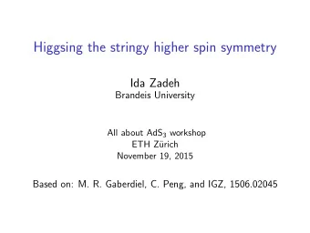 Higgsing the stringy higher spin symmetry  Ida Zadeh  Brandeis University All about AdS 3 workshop
