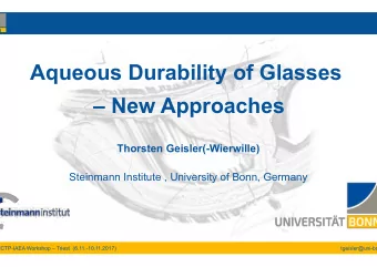 Aqueous Durability of Glasses   New Approaches  Thorsten Geisler(-Wierwille)  Steinmann