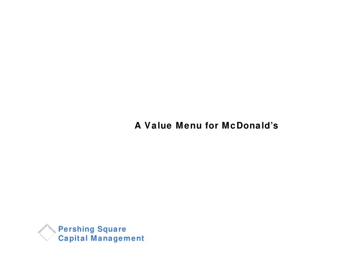 a value menu for mcdonald s