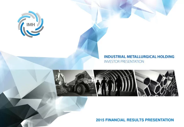 2015 financial results presentation disclaimer