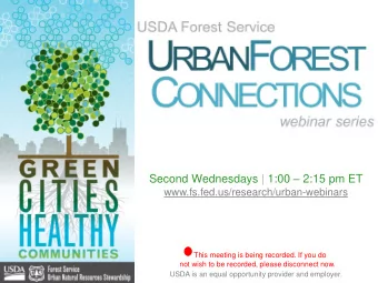 P ART I: R ESEARCH F OUNDATIONS  Tom Jacobs  Morgan Grove  Dexter Locke  Director, Environmental