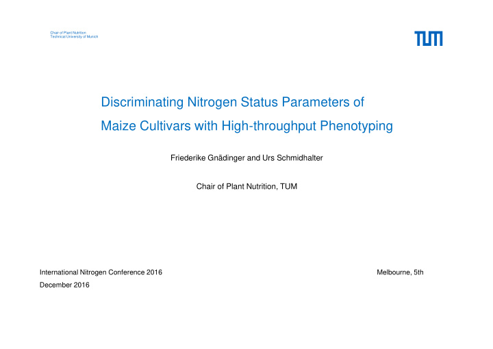 discriminating nitrogen status parameters of maize