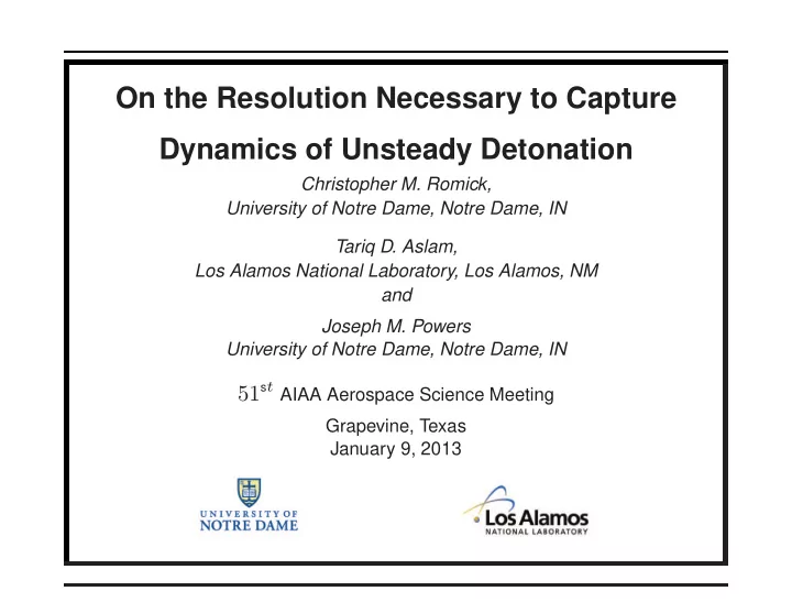 on the resolution necessary to capture dynamics of