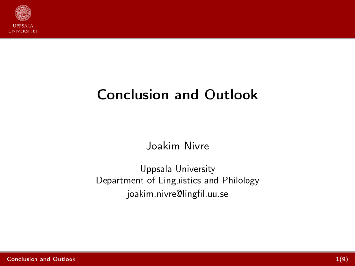 conclusion and outlook