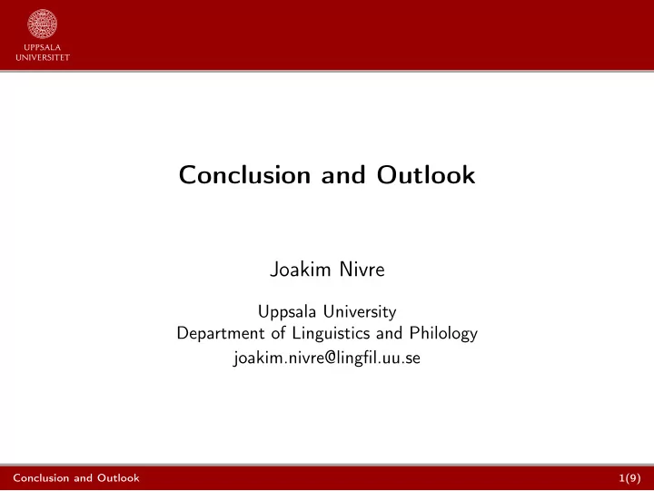 conclusion and outlook